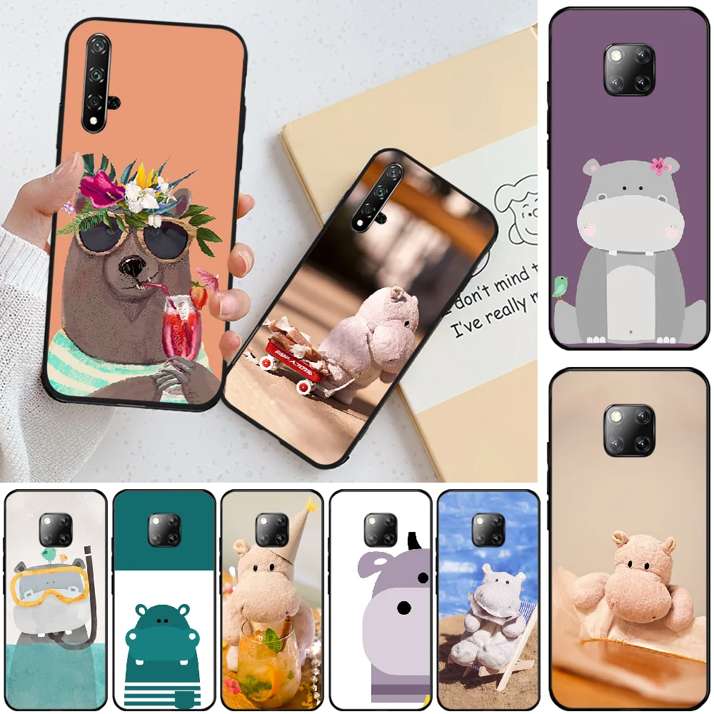 

OFFeier Cute Hippo DIY Printing Phone Case cover Shell For Honor 20 20lite view20 7C 8C 7A 8A 10i 20i PLAY 9X Pro