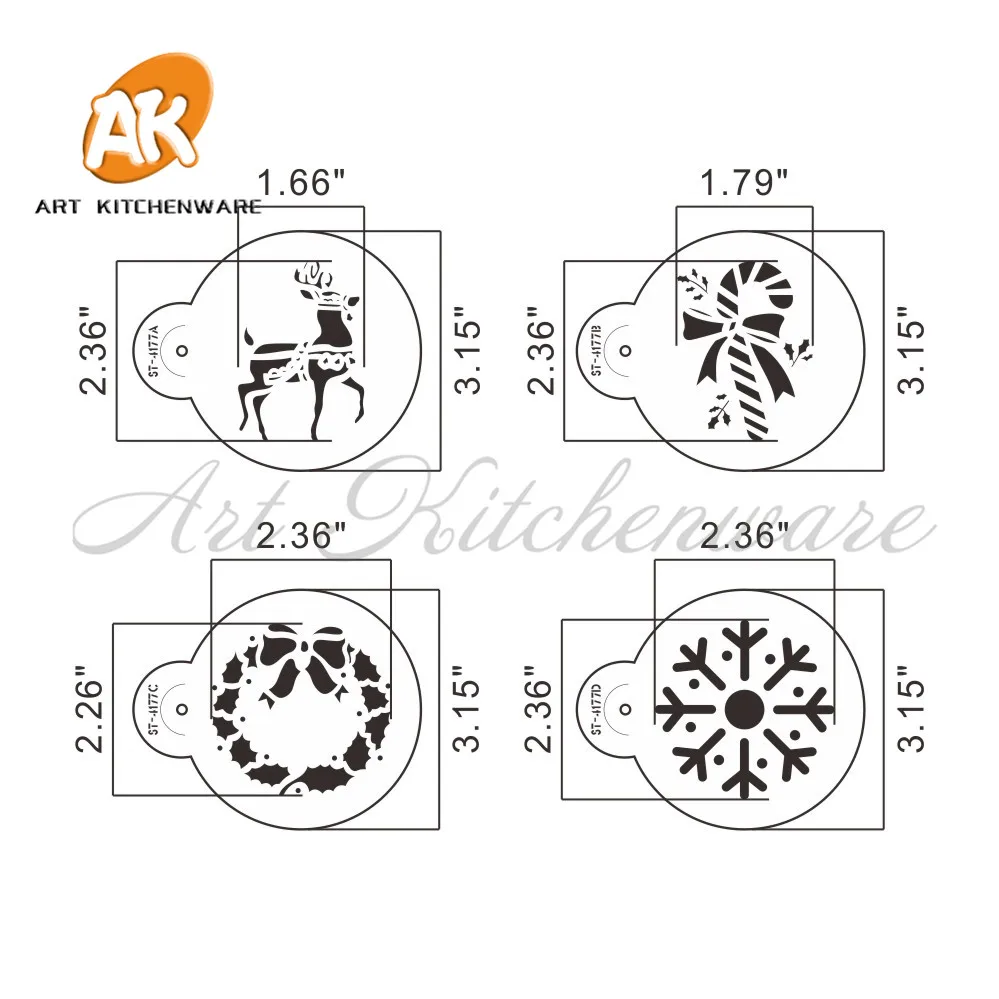 4 шт./набор, рождественские подарки, трафарет для выпечки, форма для торта, пластиковый трафарет, шаблон для кекса, инструменты для выпечки помадки, инструменты для печенья