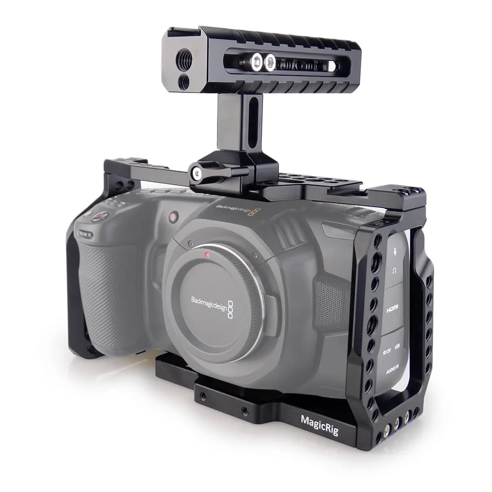 MAGICRIG BMPCC 4K клетка с ручка NATO для карманных видеокамер Blackmagic Кино Камера BMPCC 4K для крепления микрофона монитора светодиодной вспышкой