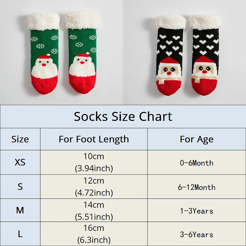 Children's Socks For Newborns Girls Boys Baby Anti-slip Child  Plus Thick Terry Warm Winter Cute Christmas Socks For Kids 0-6Y 2
