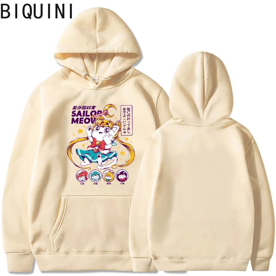 

Sailor Moon of the cat Harajuku Hoodies Women Oversize Loose sleeve Letter Print Womens Hip Hop punk streetwear basic sweashirt