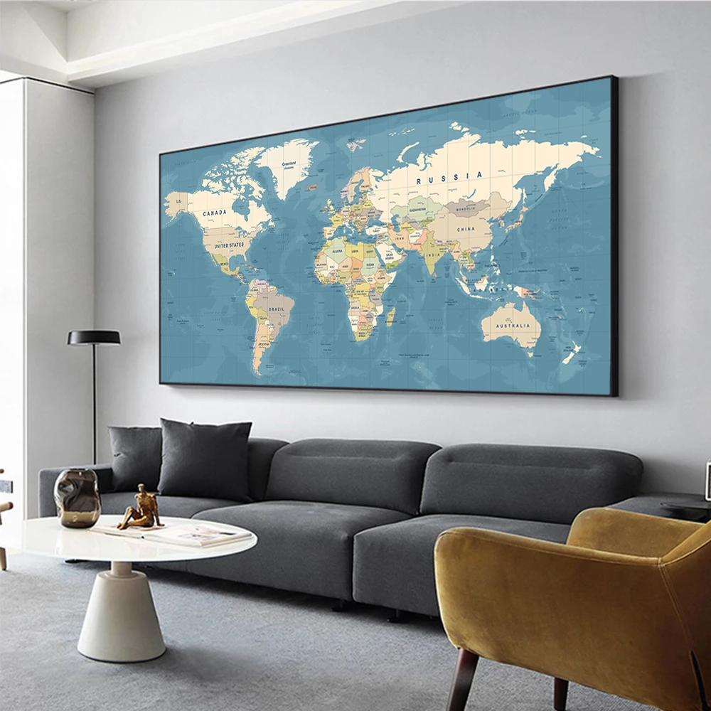 World Map Oil Painting Big Size Wall Painting World Map Oil Painting On Canvas Posters And Prints  Modern Wall Art Picture 3Set For Living Room|Painting & Calligraphy| -  Aliexpress