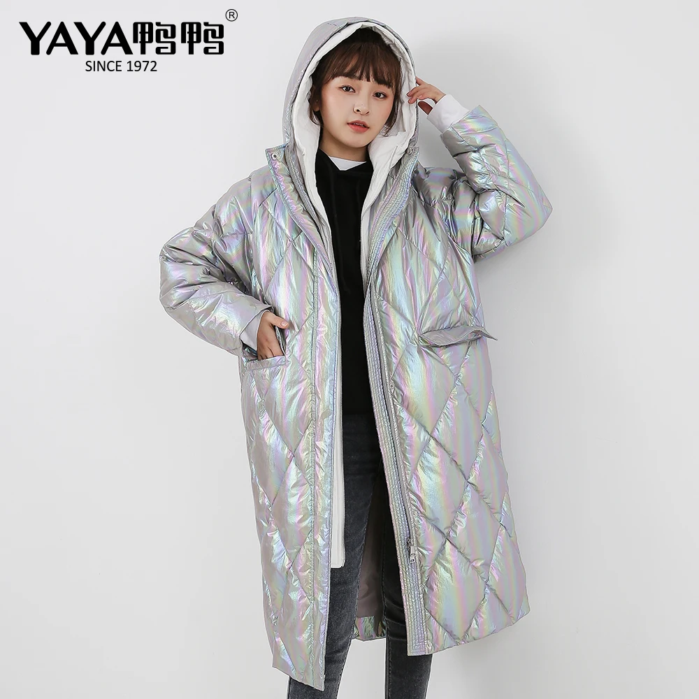 YAYA/женские зимние сапоги высокого качества блестящие уличная пуховая куртка с
