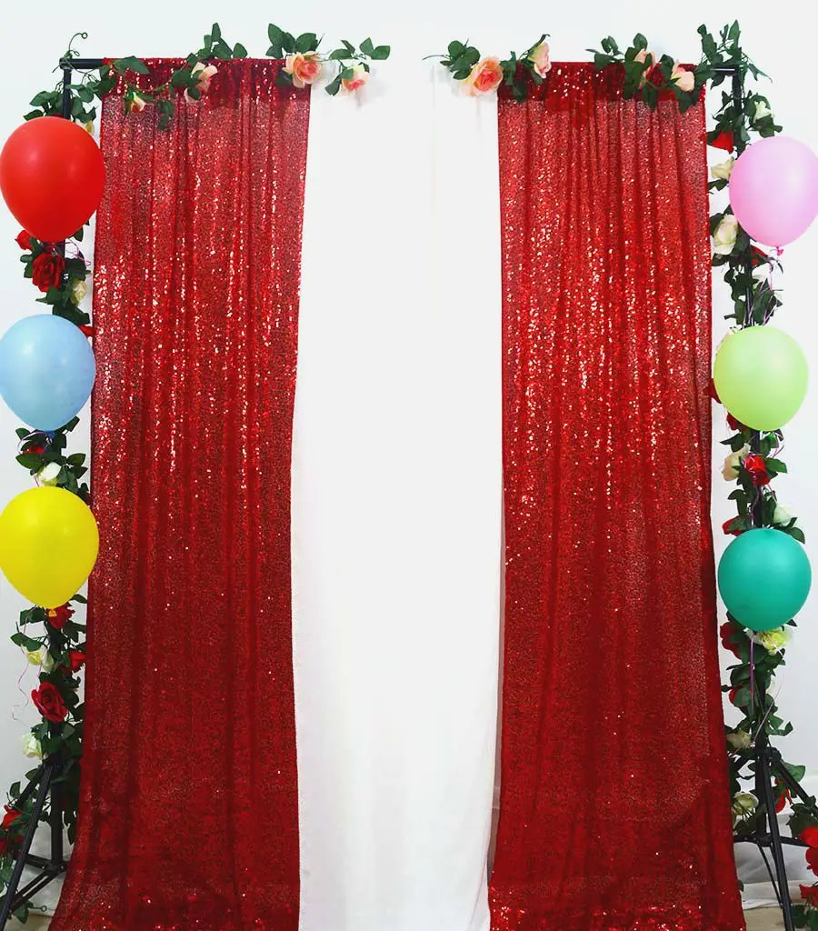 Sequin Backdrops 4FTx8FT(48x96-Inch) Red Luxury Curtain Photobooth Background for Wedding/Event Backdrop Decoration-M |