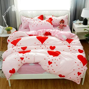 

Soft Home Textile Aloe Cotton 4Pcs Set Bedding Set Printed Bed Sheet Duvet Cover Pillow Cover Comfortable Student Dormitory