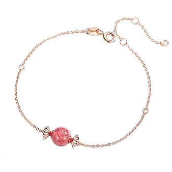 

Original Design Candy Bracelet Female Sterling Silver Strawberry Crystal Forest Sweet Small Fresh Simple Rose Gold Hand Jewelry