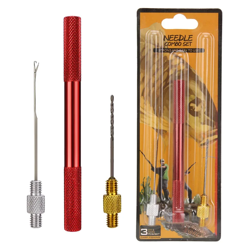 

Fishing Tools Drill 3 In 1 Needle Combo Set Buckle Soft Bait Hole Ball Knob Quick Braiding Line
