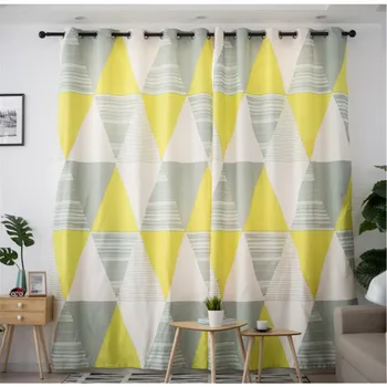 

Customized curtains yellow geometric curtain modern minimalist personality style study bedroom blackout curtains