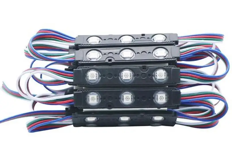 Впрыска с объективом RGB светодиодный модуль SMD 5050 водонепроницаемый светодиодный рекламный светильник RGB DC12V 0,72 Вт 3 светодиодный IP66 75 мм* 15 мм* 5 мм