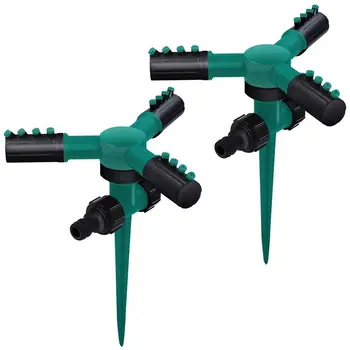 

Lawn Sprinkler,360 Degree Automatic Rotating Garden Water Sprinklers System With Durable 3 Arm Irrigation Spray And Spike Base(2