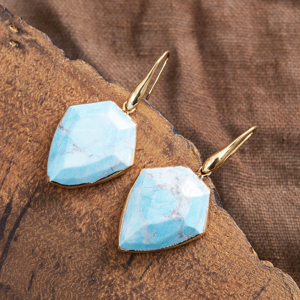 Turquoise Shield Dangle Earrings display