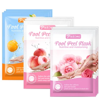 

Putimi 3pair Rose Exfoliating Feet Peeling Mask Whitening Foot Mask for Legs Care Foot Patches Pedicure Socks Remove Dead Skin