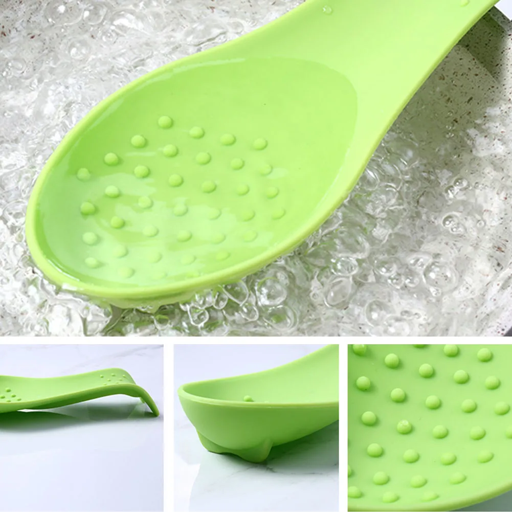 Home Drink Glass Non Slip Pad Holder Insulation Tray Kitchen Accessories Soft Silicone Coaster Spoon Mat Heat Resistant - Цвет: Зеленый
