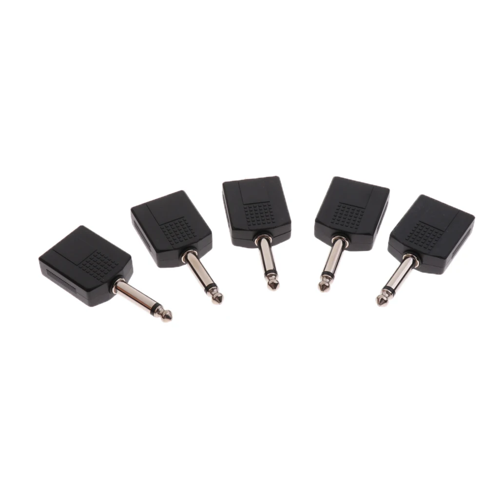5x Mono 6.35mm/6.5mm Socket Guitar Mono Jack Plug Y Splitter Audio Adapter
