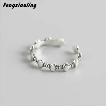 

Fengxiaoling 925 Sterling Silver Personality Round Open Rings Retro Style Luxury Designer Silver Ring Jewelry For Women