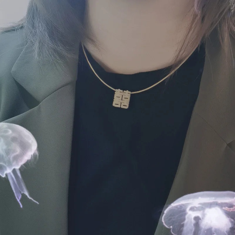 Necklace Chain Japan Gold Neck Ring Steel Wire Golden Necklace Neck