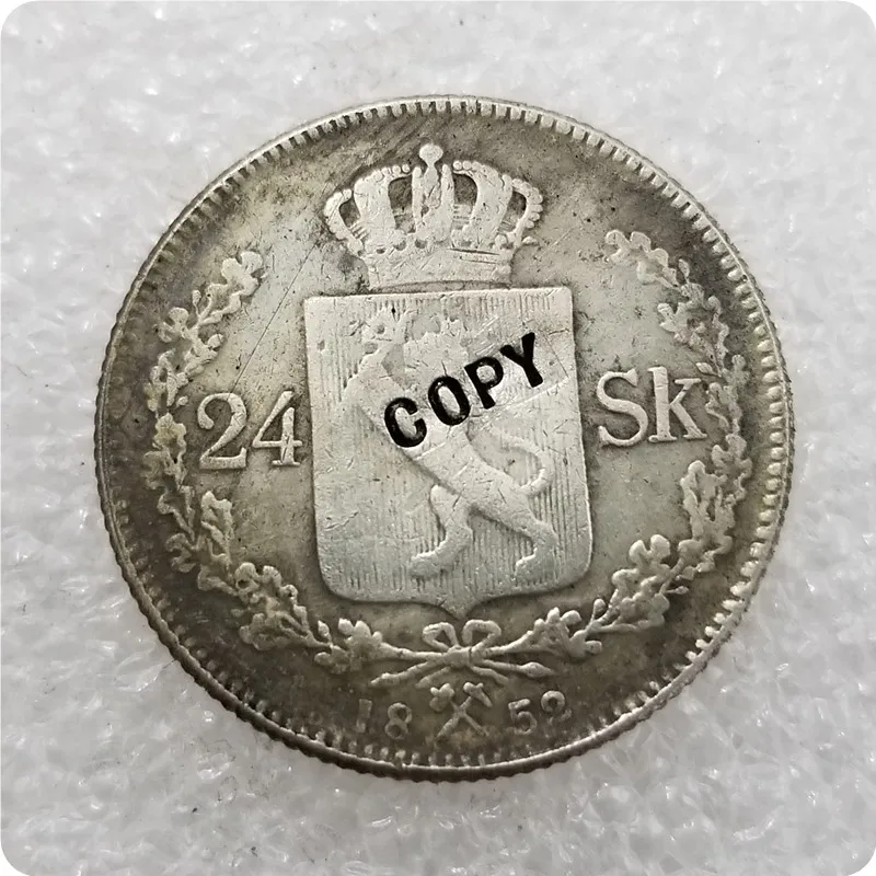 1845-1855 Норвегия 24 скиллинга копия монет - Цвет: 1852