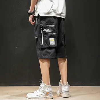 

Thin Men Shorts Casual Fashion Fitness Streetwear Workout Knee Length Sweatpants Elastic Waist Printed Summer Clothing KK60ND