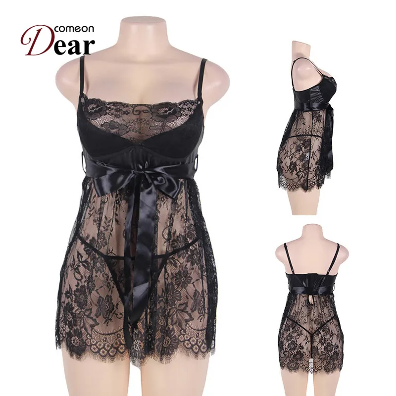 Comeondear 7XL 6XL прозрачное кружевное детское Кукольное сексуальное вечернее платье для секса женское белье большого размера женское эротическое нижнее белье RB80456