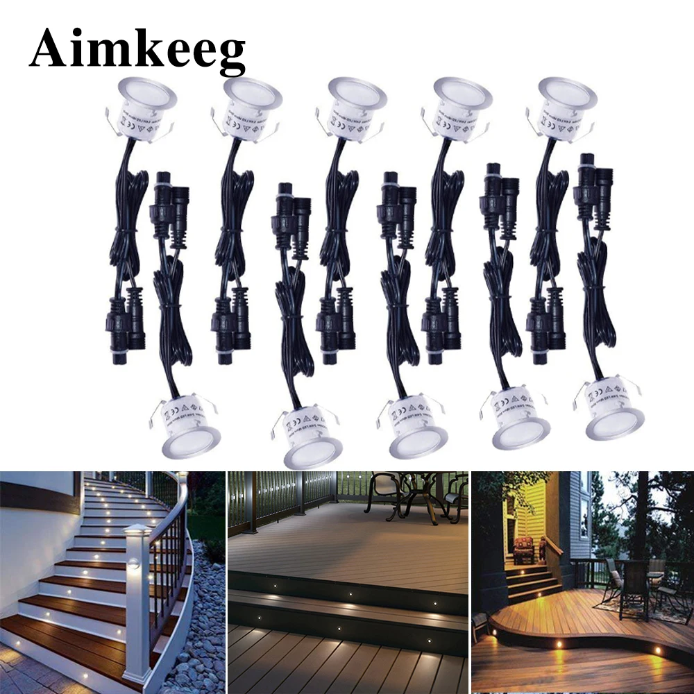 

10PCS LED Deck Lights 6W IP67 Waterproof Spotlight SMD2835 Pathway Stairs Floor Light Outdoor Round LED Underground Light