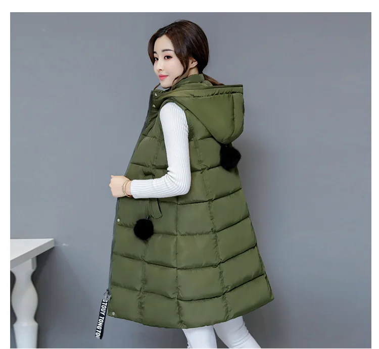 duvet coats 2021 Winter Women Cotton Down Vest Plus Size M-5XL Sleeveless Warm Hooded Loose Casual Long Vest Female Outerwear Padded Jacket long duvet coat