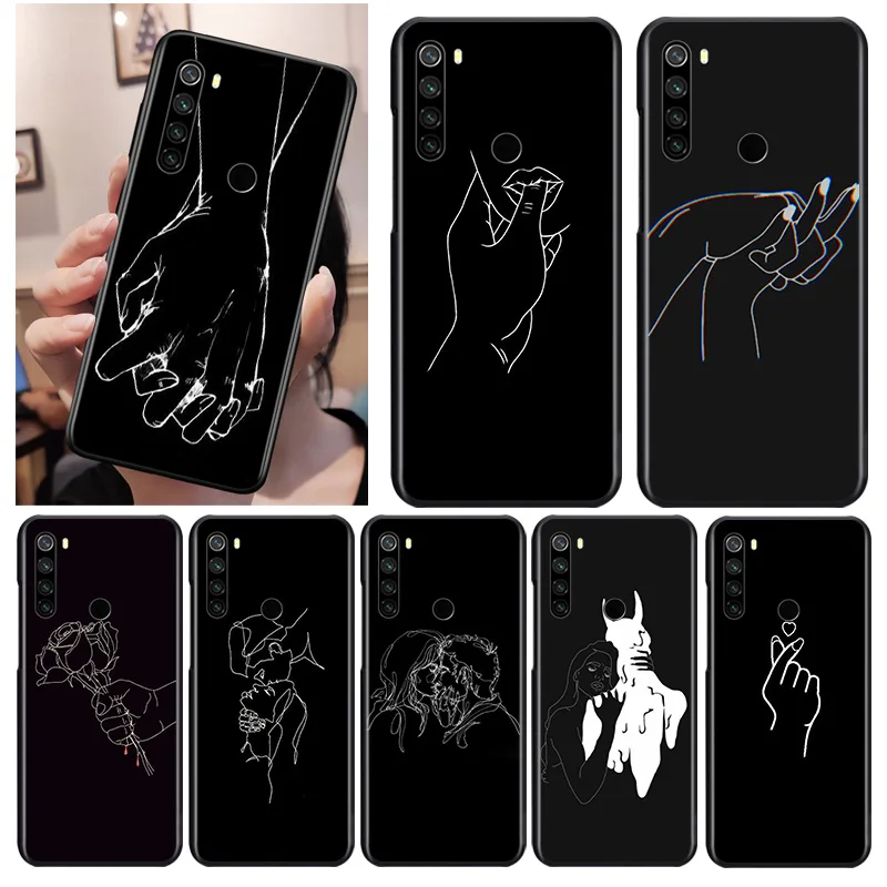 

Minimalist Style Lines Art Black Cover For Xiaomi Redmi Note 9 9S 8T 8 7 6 5A 5 4X 4 Pro Max Soft Phone Case