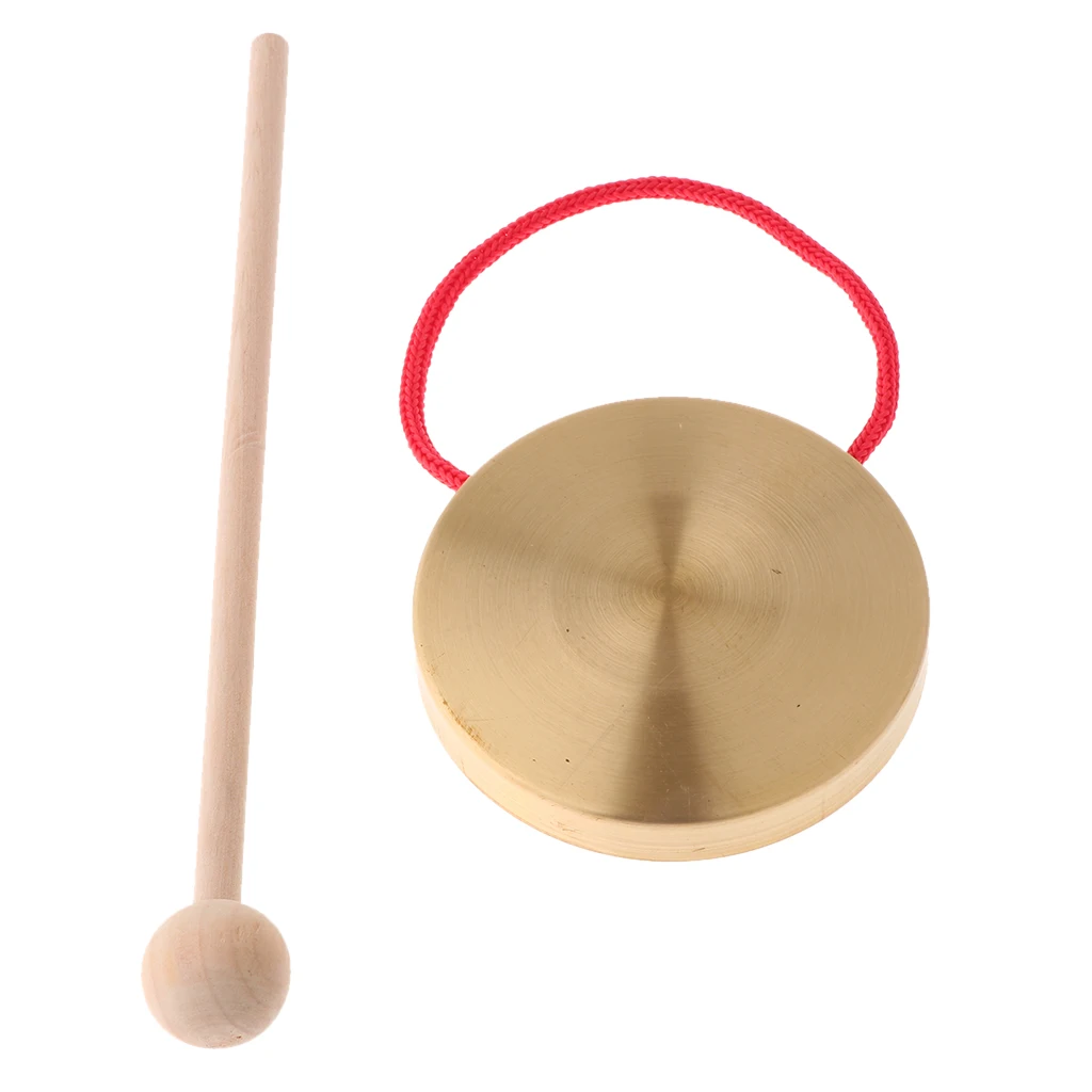 Mini Hand Gong Chapel Copper Cymbals Percussion Opera Gong for Kids Children Toys (10cm)