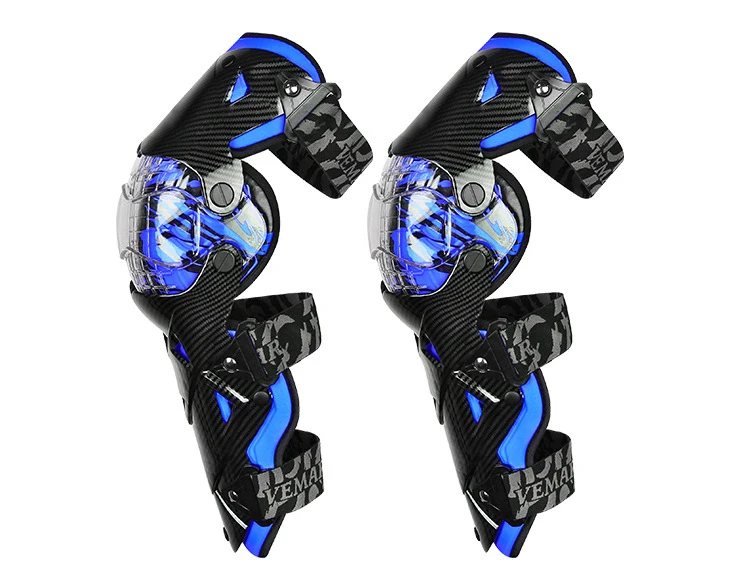 Blue Carbon Fiber Motorcycle Knee Protector Durable Knee Guard Protective Knee Pads Rodilleras Motocross Joelheira for Riding Cycling - Цвет: Blue