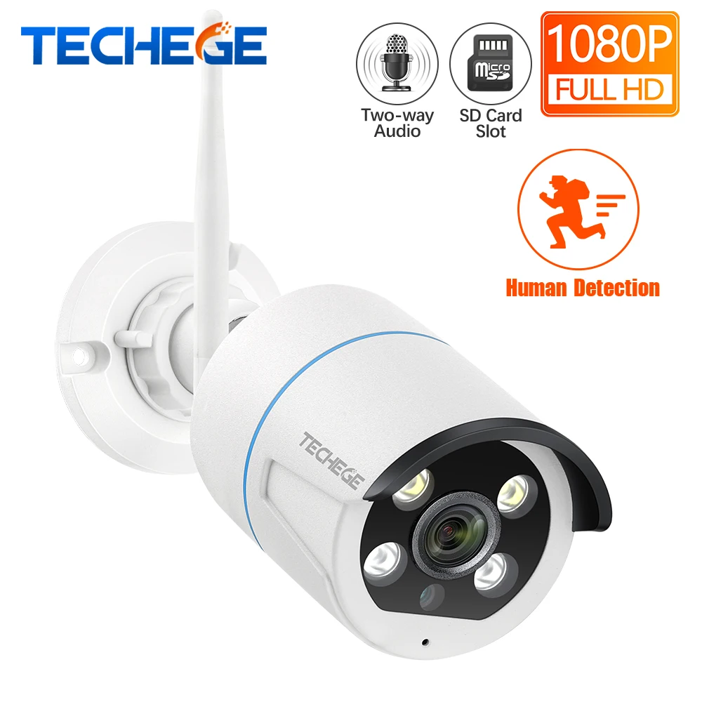  Techege Hd 1080P Wifi Ip Camera Audio Bidirezionale Rilevamento Umani di Visione Nignt 2.0MP Wifi D