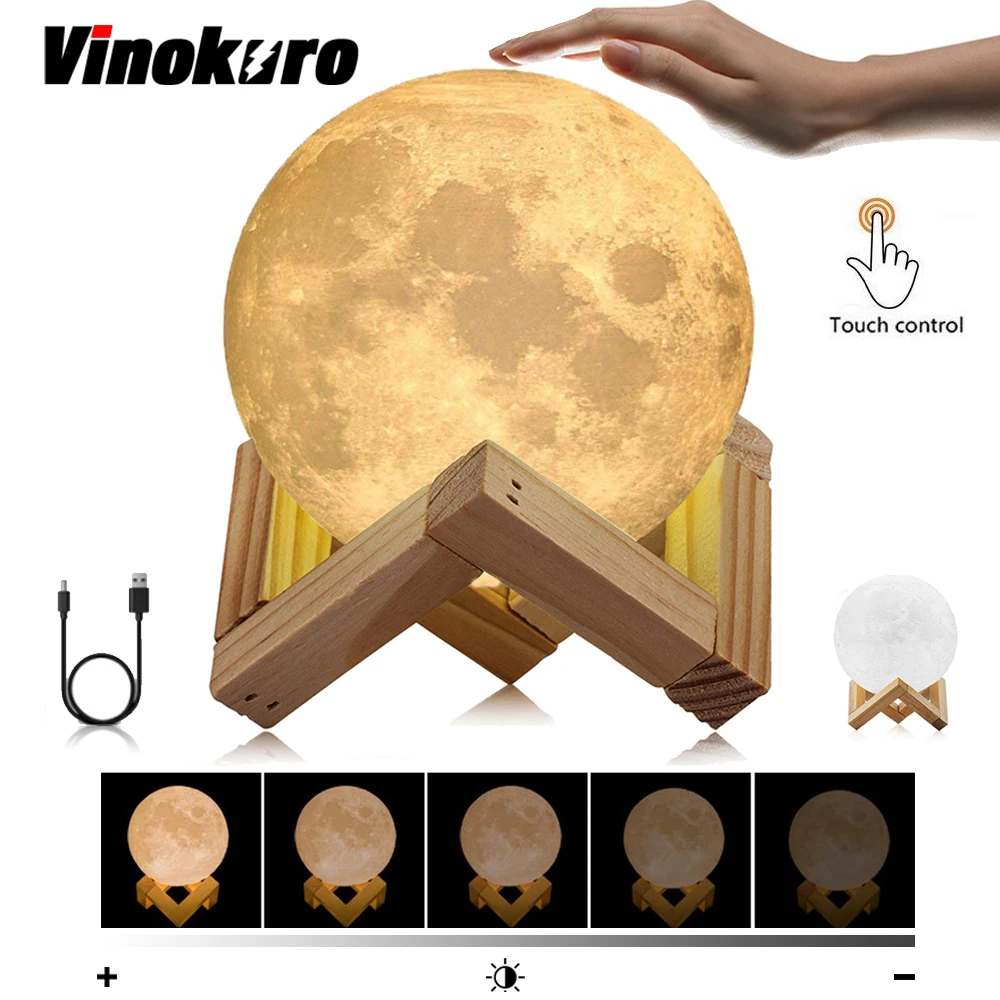 

Moon Lamp 3D Print Night Light 2 Color Rechargeable LED Table Lamp Home Decor Creative Touch Switch Creative Christmas Gift