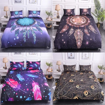 

Homesky Bohemian Dreamcatcher bedding sets Colorful Feather Comforter bedding sets queen king size duvet cover set