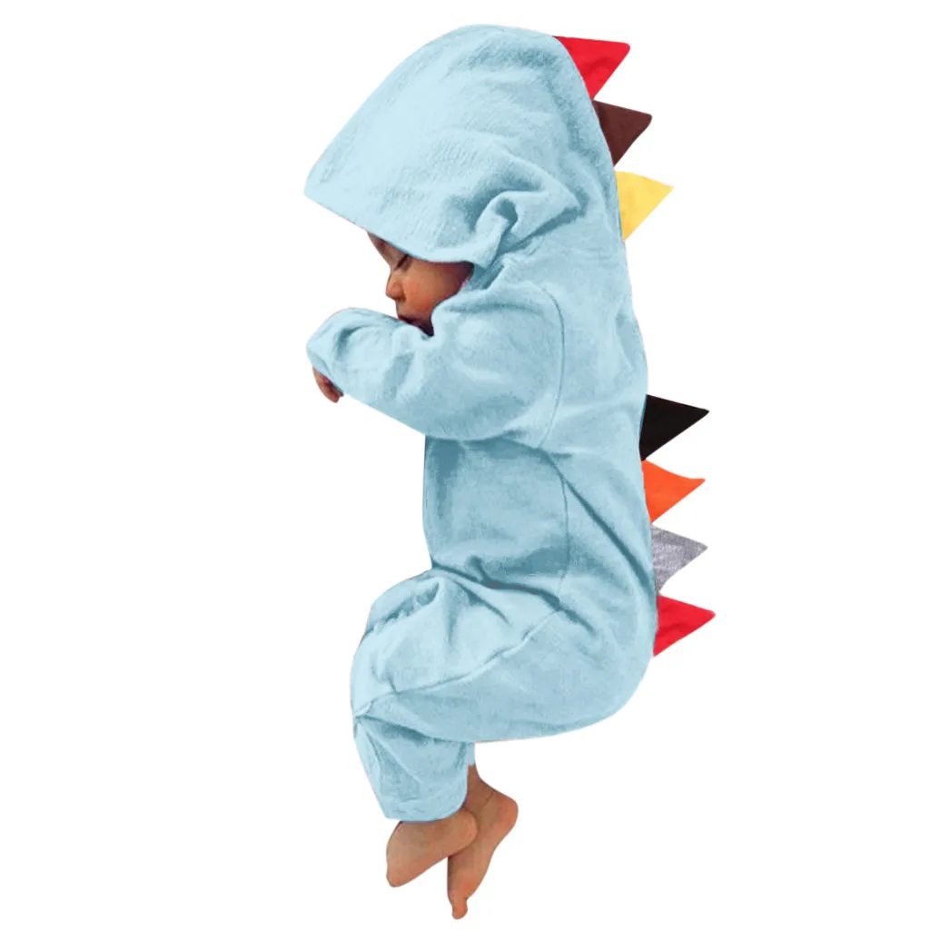 

MUQGEW 2019 Baby Clothes 3 Color Hooded Zipper Rompers New Born Baby Clothes Full Sleeve Dinosaur Baby Boy Romper Dropshipping