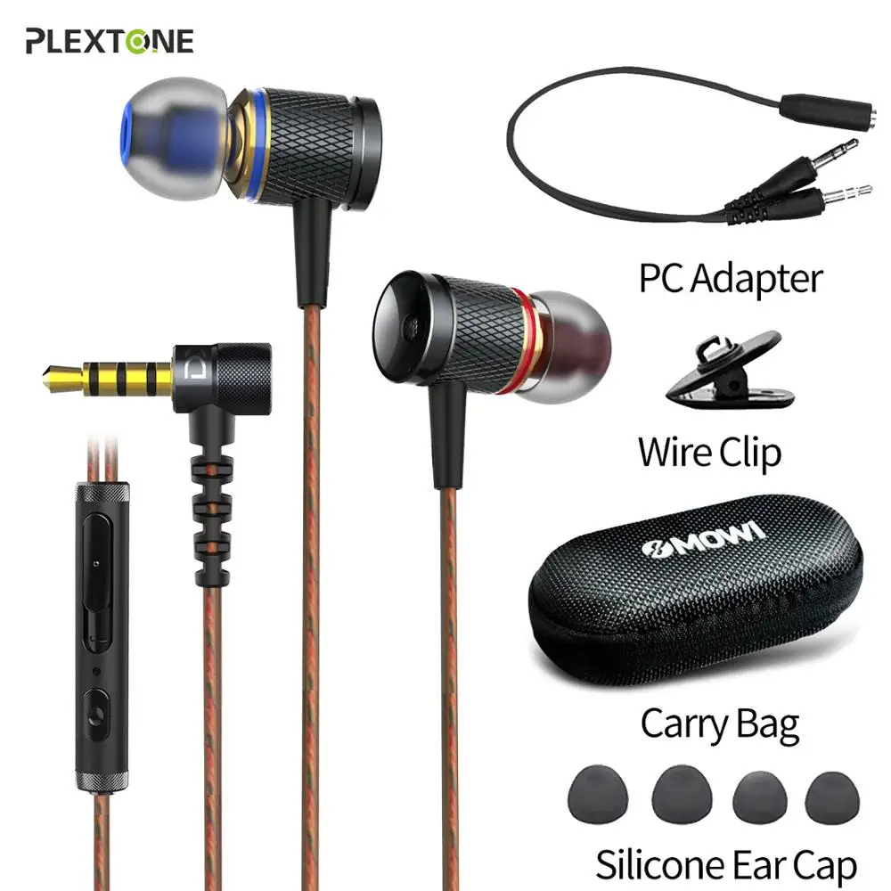 Plextone DX2 Wired Stereo in-Ear Earphones In-line Control Hands-free With Mic Sports Gaming Earbud For xiaomi huawei Phone
