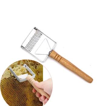 

One pcs honey uncapping bee scraper beekeeping stainless steel wooden handle fork honeycomb cutting tools apicultura equipment