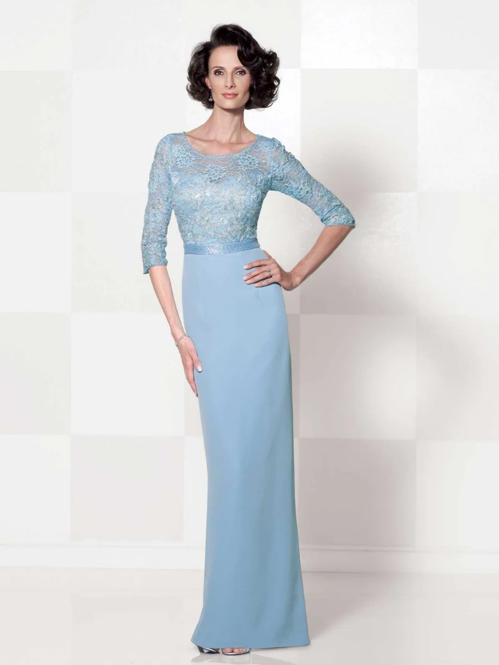 ; vestido de noiva; рукав «три четверти», шифоновое, с кружевами, с бусинами вечернее платье кружевное платье для матери невесты