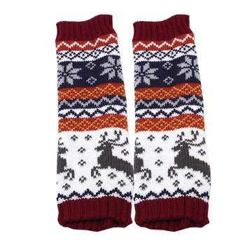 

Hot Cute Warm Women Long Fingerless Gloves Women Fingerless Knitted Gloves Arm Warmer Autumn Winter Cartoon Printed long Gloves