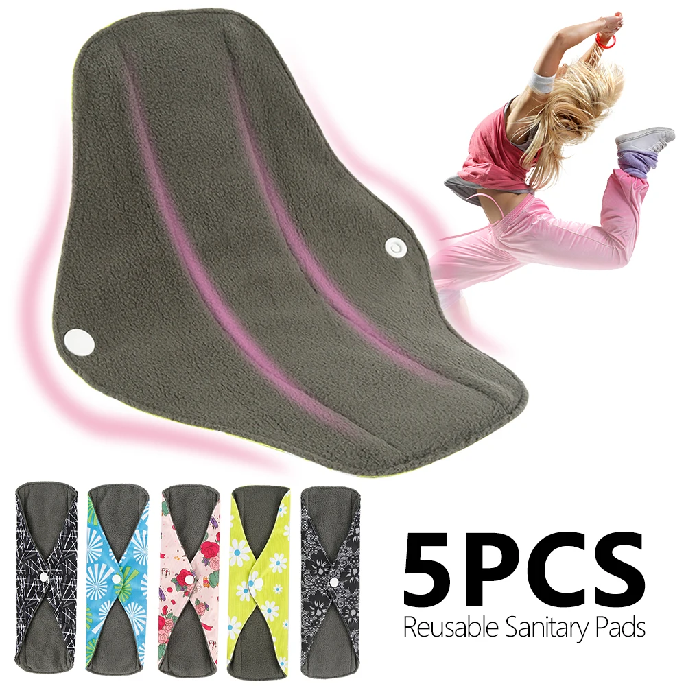 

5pcs Washable Sanitary Towel Cloth Menstrual Pads Reusable Sanitary Bamboo Cotton Feminine Hygiene Panty Liner Towel Pads