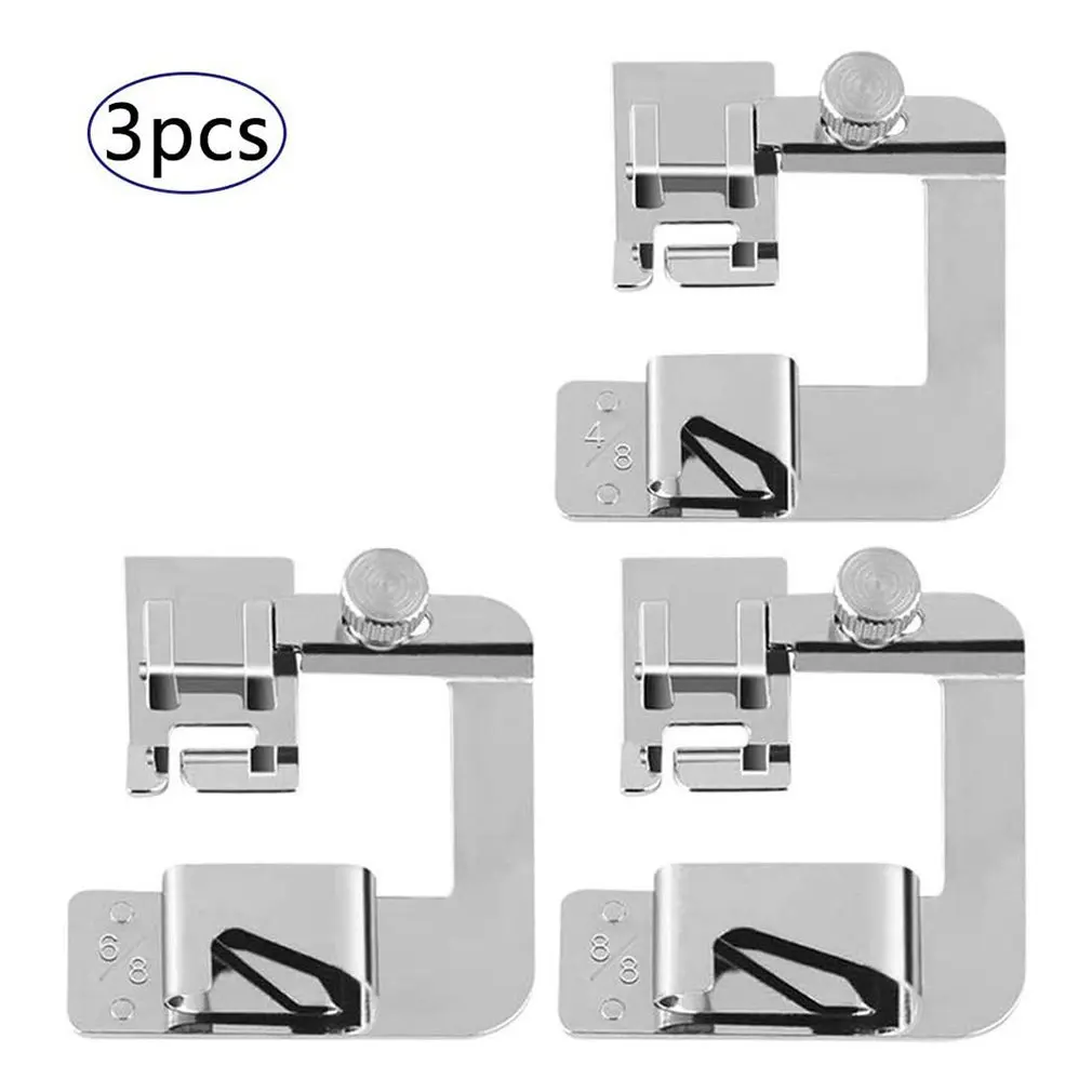 

Hemming and crimping presser foot for electric sewing machine feet suitable for machine sewing 3-piece set