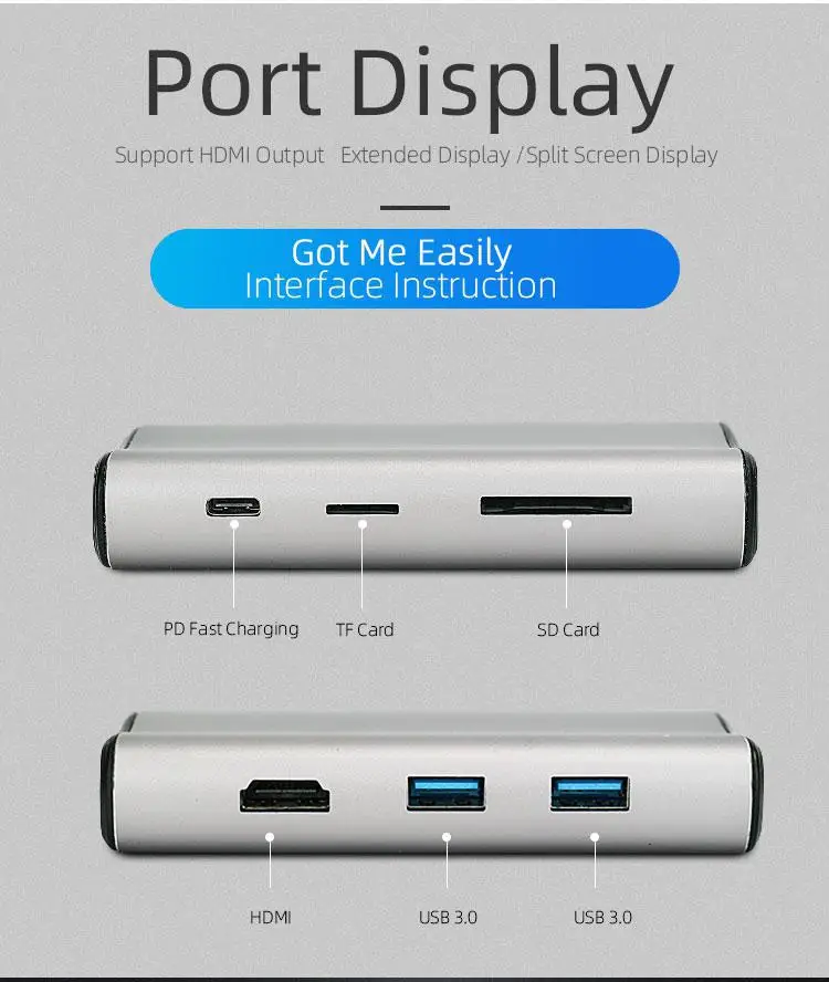 T27 type-c адаптер 7 в 1 порт для MacBook Pro VGA SD USB 3,0 RJ45 сетевой адаптер R20