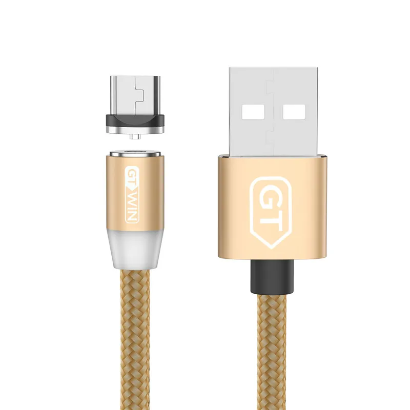 GTWIN 2м 3м Магнитный Micro Type C USB-кабель Адаптер для быстрой зарядки Зарядное устройство Магнитная зарядка для iPhone 11 pro max Xr X 8 7 6 плюс 6 s 5 s плюс iPad Samsung S9 S8 Note 7 mi Xiaomi Huawei P30 P20 Mate - Цвет: Золотой