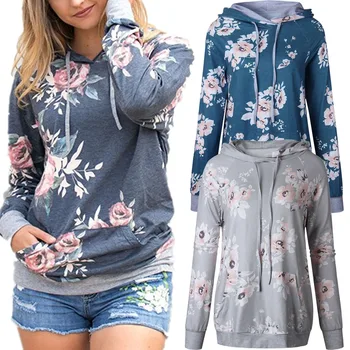 

Women Fashion Sweatshirt Hoody Ladies Hooded Printed Casual Pullovers Girls Long Sleeve Spring Autumn Winter Floral Hoodies Hot