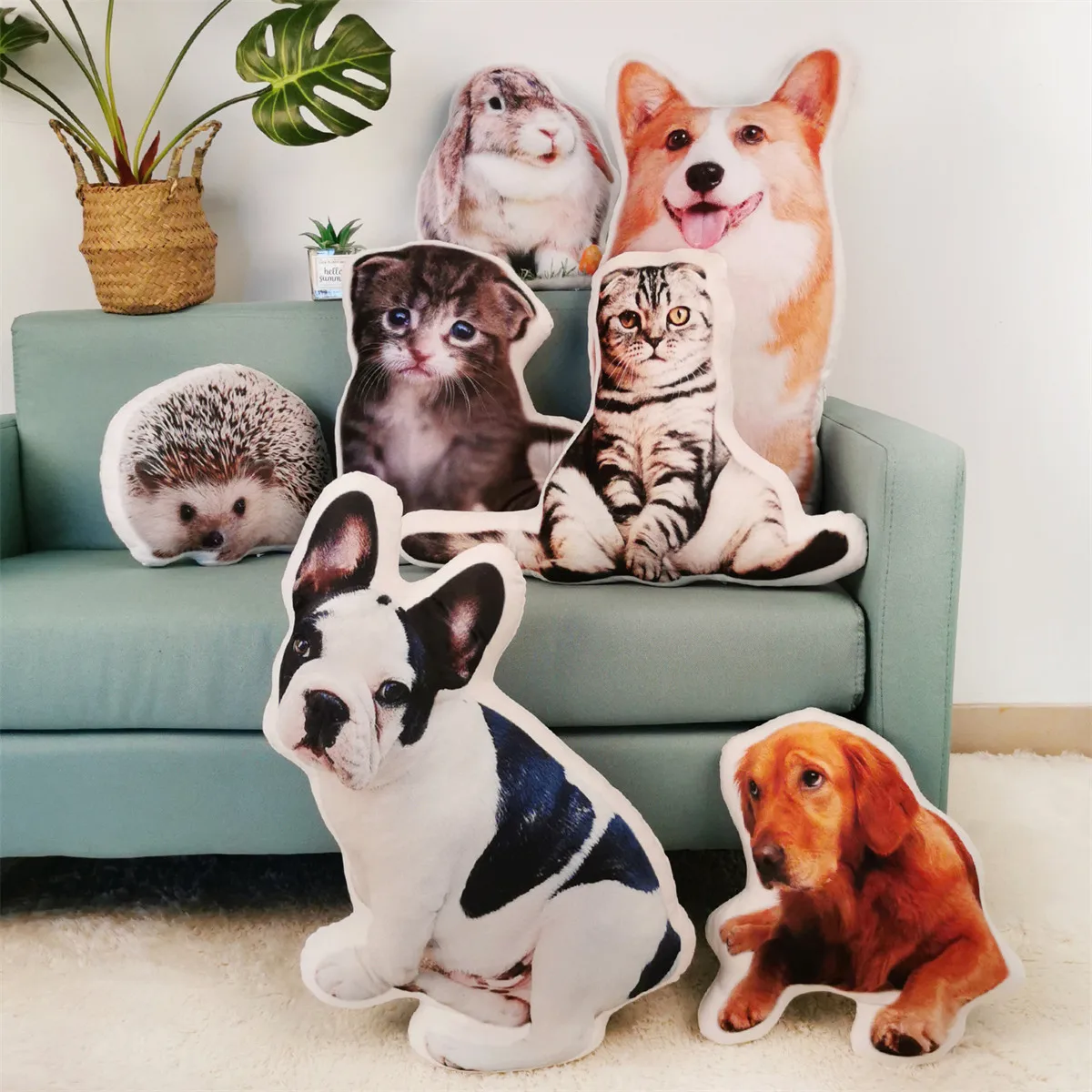 Almohada personalizada con foto para mascotas, cojín de algodón