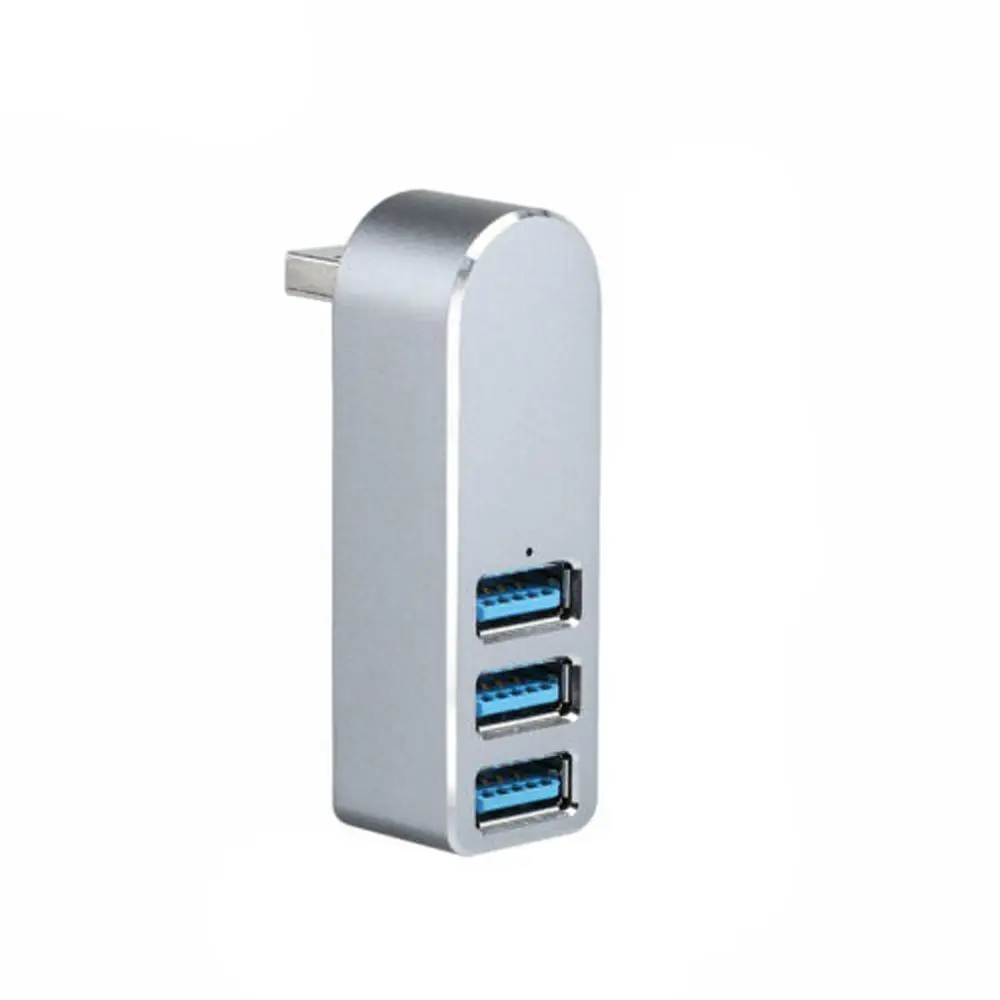 Серебристый Алюминиевый сплав мини 3 порта USB 3,0 концентратор поворотный USB разветвитель адаптер для ПК ноутбука - Цвет: Серебристый