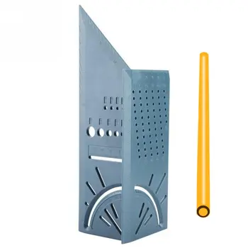 

New Arrival Woodworking Gauge Ruler 3D Mitre Angle Measuring Square Measure Tool 45 Degree And 90 Degree With Carpenter Pencil