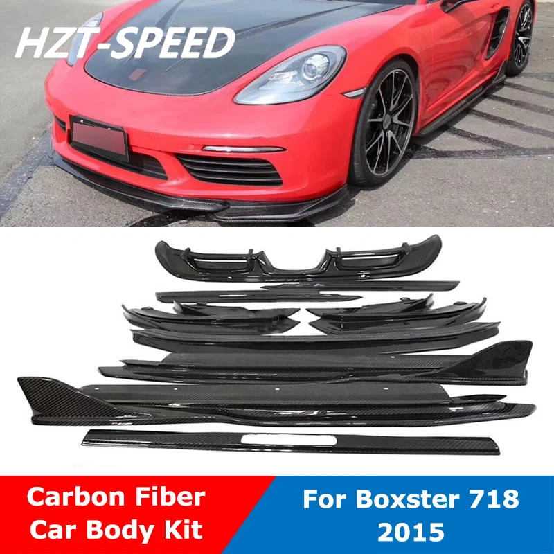 

13pcs Car Body Kit Carbon Fiber Front Lip Rear Diffuser Side Skirts Spoiler Side Air Inlet For Porsche Boxster 718 2015