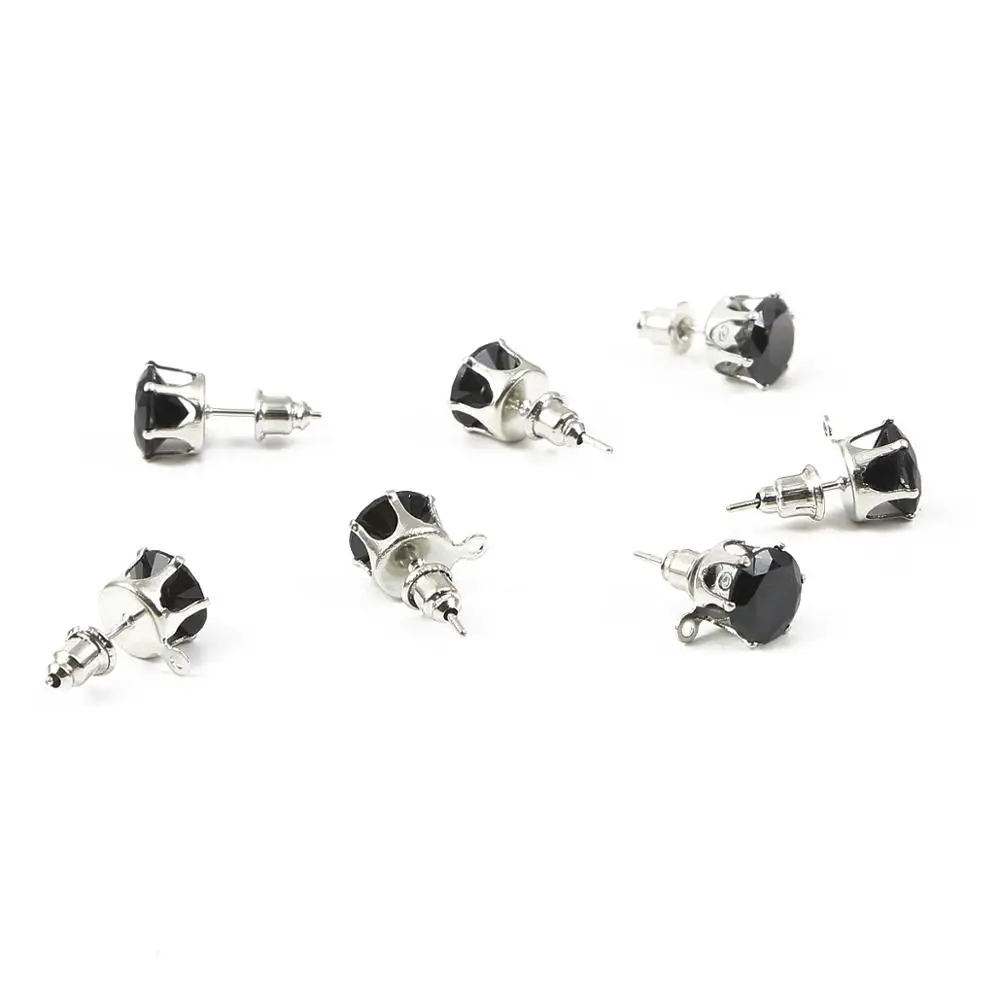 Серьги гвоздики женские с белым цирконом винтажные круглые украшения