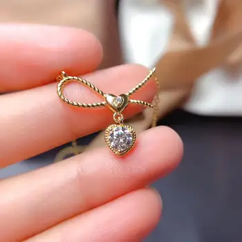 

pouring shiny moisanite gemstone necklace women silver heart necklace jewelry 925 sterling silver birthday gift New year memento