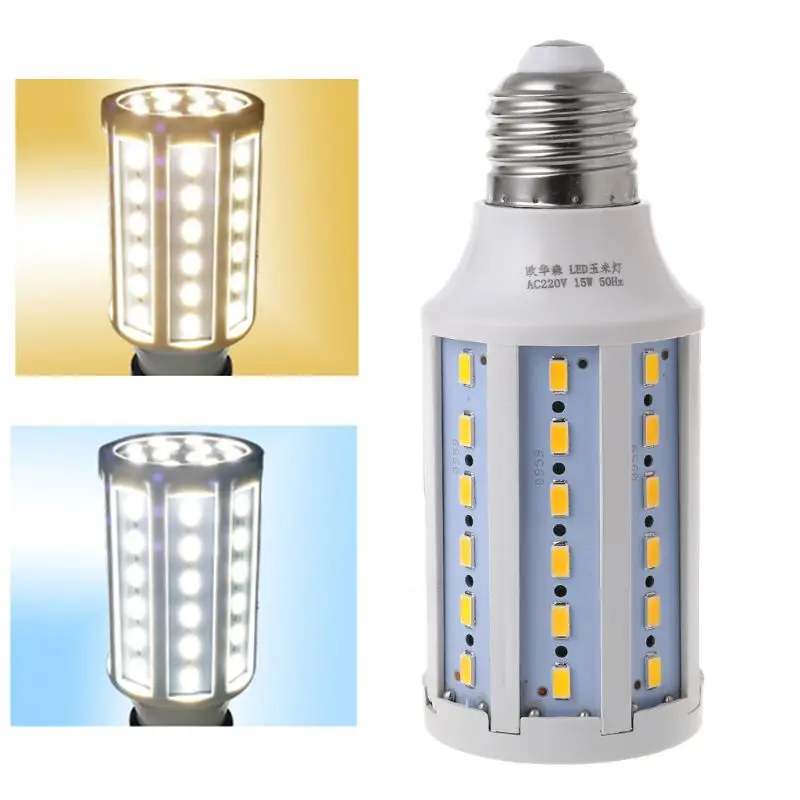 E27 светодиодный энергосберегающий светильник 15W AC 220V Теплый/холодный белый светильник кукурузная лампа 5730 SMD для украшения дома