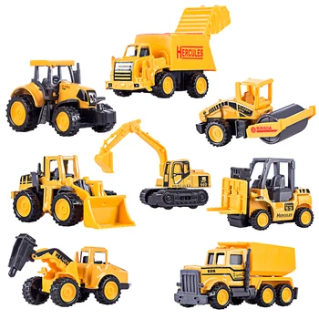 

Rotate 360 Degree Sliding Alloy Engineering Vehicle Mini Toys Set for Children Bulldozer Street Roller Burrow Car Carrier Truck