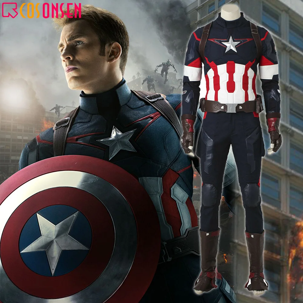 

Captain America Cosplay Avengers 2 Age of Ultron Steve Rogers Costume Jacket Man Adult Fancy Halloween Suit COSPLAYONSEN